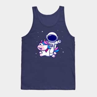 Cute Astronaut Riding Cute Unicorn Cartoon Tank Top